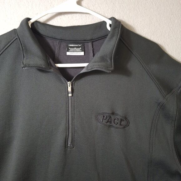 Nike Golf Cover Up Jacket Dri-Fit Mens L Heathered Black 1/4 Zip Sweater - Picture 2 of 9
